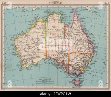 Australien Politisch. BARTHOLOMEW 1949 alte Vintage Map Plan Chart Stockfoto