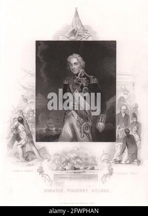 Vice Admiral Horatio Nelson. Nach Hoppner. TALLIS c 1855 alten, antiken Drucken Stockfoto