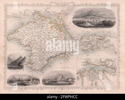 KRIM. Balaklava Jewpatoria-Vignetten. Sewastopol-Plan. Karte VON TALLIS/RAPKIN c1855 Stockfoto