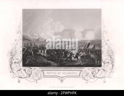 Die Schlacht von Salamanca (arapiles), 1812. Spanien. Peninsular War. TALLIS c 1855 Stockfoto