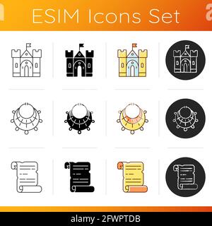 Museum Ausstellungen Ikonen gesetzt Stock Vektor