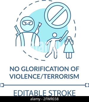Keine Gewalt und Terrorismus Verherrlichung Konzept Ikone Stock Vektor