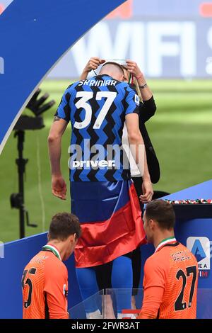 Milan Skriniar (Inter) Während der italienischen Serie A Spiel zwischen Inter 5-1 Udinese im Giuseppe Meazza Stadion am 23. Mai 2021 in Mailand, Italien. (Foto von Maurizio Borsari/AFLO) Stockfoto