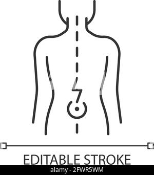 Lineares Symbol für Schmerzen im unteren Rücken Stock Vektor