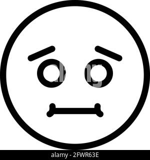 Symbol für unamüsiert gesichtes Gesicht. Umreißen Sie das nicht amüsiertes Gesichtsvektorsymbol für das Webdesign, das auf weißem Hintergrund isoliert ist Stock Vektor