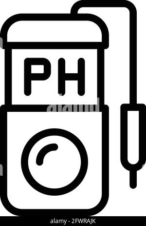 Symbol für chemisches ph-Messgerät. Skizzieren Sie das Vektor-Symbol des chemischen ph-Messgeräts für das Webdesign auf weißem Hintergrund Stock Vektor