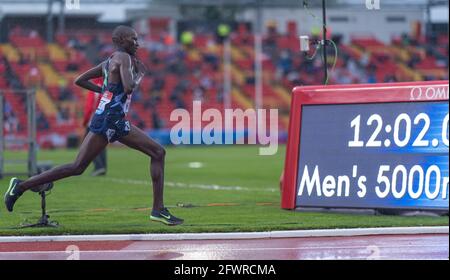 23. Mai 2021; Gateshead International Stadium, Gateshead, Tyne and Wear, England; Muller Diamond League Grand Prix Athletics, Gateshead; Kibet of Kenya in den Herren 5000 m. Stockfoto