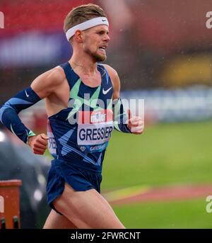 23. Mai 2021; Gateshead International Stadium, Gateshead, Tyne and Wear, England; Muller Diamond League Grand Prix Athletics, Gateshead; Jimmy Gressier in den Herren 5000 m. Stockfoto