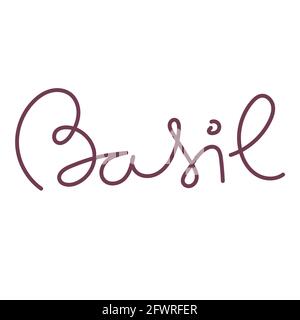 Basil Lettering skizzieren einfache minimalistische flache Design Vektor Illustration isoliert Auf weißem Hintergrund Stock Vektor