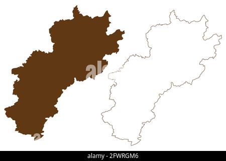 Kreis Kusel (Bundesrepublik Deutschland, Land Rheinland-Pfalz) Kartenvektordarstellung, Scribble-Skizze Kusel-Karte Stock Vektor