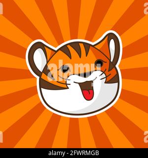 Grußkarte mit niedlichem Tiger. Symbol des glücklichen chinesischen Neujahrs 2022. Stock Vektor