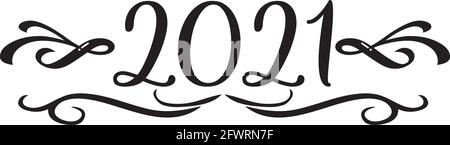 2021 Scroll Schwarz-Weiß klassisch elegante Grafik Stock Vektor