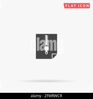 Flat Vector-Symbol für Archiv-Zip-Datei. Handgezeichnete Design-Illustrationen. Stock Vektor