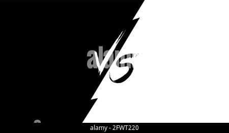 Im Vergleich zum flachen Turnierdesign. Weißer und schwarzer Hintergrund mit VS-Pinsel-Monogramm. Vorlage für eSports Battle. Teamwettbewerb, Spiel Stock Vektor