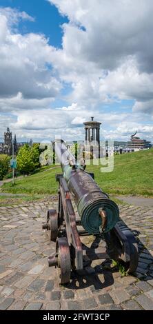 Die portugiesische Kanone auf Carlton Hill, Carlton Hill, Edinburgh. Schottland Stockfoto