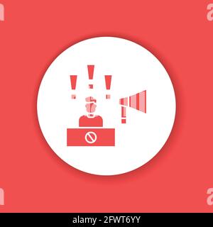 Protestführer Farbe schwarz Symbol. Sprecher fördert sozialen Protest. Öffentliche Meinung. Manifestationen ziviler Unruhen. Piktogramm für Webseite, mobile App, Stock Vektor