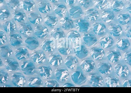 Blauer Bubble Wrap Textur Hintergrund Stockfoto