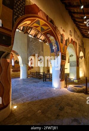 Gemälde in der romanischen Kirche von Sant Joan de Boí (Boí-Tal, Katalonien, Spanien, Pyrenäen) ESP: Pinturas del interior de Sant Joan de Boí Stockfoto