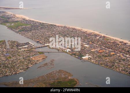 Luftaufnahme über Nassau County auf Long Island New York Stockfoto