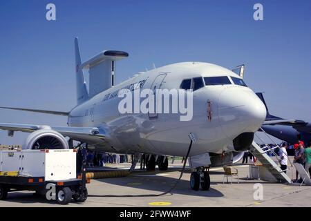 Mehrere Flugzeuge der türkischen Luftwaffe, darunter die Boeing 737 AEW-C, versammeln sich zur Feier des 100-jährigen Jubiläums der türkischen Luftwaffe/ Stockfoto