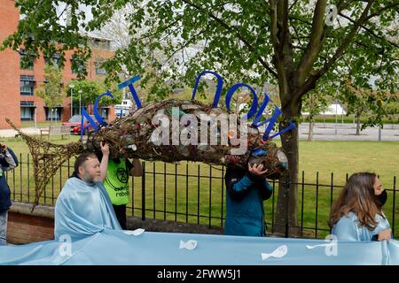 Protest gegen die Klimakrise im märz Chesterfield Derbyshire UK 2021 Stockfoto