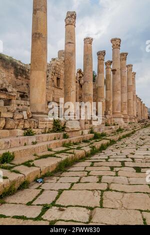 Kolonnadenstraße in Jerash, Jordanien Stockfoto