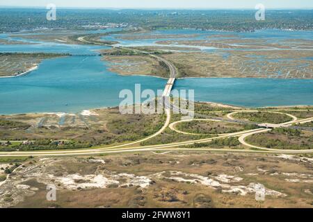 Luftaufnahme über Nassau County auf Long Island New York Mit Parkanlagen im Blick Stockfoto