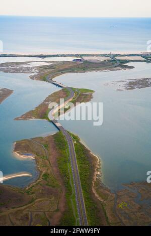 Luftaufnahme über Nassau County auf Long Island New York Mit Blick auf den historischen Jones Beach State Park Stockfoto