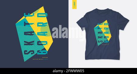 Skateboard. Streetwear Grafik-T-Shirt-Design, Letter-Print, Vektor-Illustration Stock Vektor