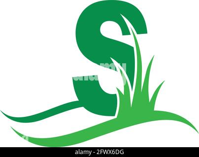 Buchstabe S hinter einem grünen Grassymbol-Logo-Design-Vektor Vorlage Stock Vektor
