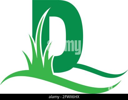 Buchstabe D hinter einem grünen Grassymbol-Logo-Design-Vektor Vorlage Stock Vektor