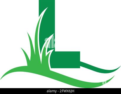Buchstabe L hinter einem grünen Grassymbol-Logo-Design-Vektor Vorlage Stock Vektor