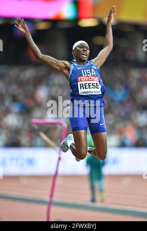 Britney Reese (USA). Long Jump Goldmedaille. Leichtathletik-Weltmeisterschaften der IAAF - London 2017 Stockfoto