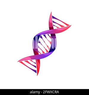 DNA-Helix-Symbol, Vektor-Zeichen der genetischen Medizin, Spiralmolekül-Struktur. Wissenschaft und wissenschaftliche Forschung, Evolution des menschlichen Gencodes. DNA-Zeichentrickfilm Stock Vektor