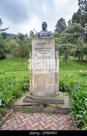 Statue von Francisco de Orellana im Enrique Olaya Herrera Nationalpark, Bogota, Kolumbien Stockfoto