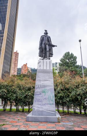 Colombia, Bogota, 2021. Mai 24, George Washington Statue im San Diego Public Park Stockfoto