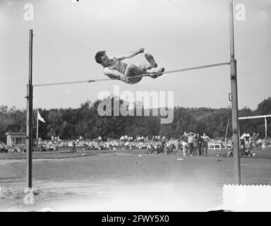 Leichtathletik Niederlande Belgien, Herssens Belgischer Hochsprung-Champion, 28. August 1955, ATLETIK, HOCHSPRÜNGE, Champion, Niederlande, 20. Jahrhundert vor Stockfoto