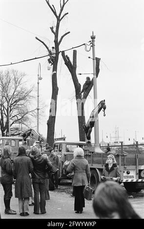 Baumschlag vor CS in Amsterdam durch Mitglieder der Aktionsgruppe Nieuwmarktbuurt verhindert; Übersicht Protestaktion, 9. Dezember 1974, BOMBEN, Protestdemonstrationen, Aktionsgruppen, Niederlande, Foto der Presseagentur des 20. Jahrhunderts, Nachrichten zur Erinnerung, Dokumentation, historische Fotografie 1945-1990, visuelle Geschichten, Menschliche Geschichte des zwanzigsten Jahrhunderts, Momente in der Zeit festzuhalten Stockfoto