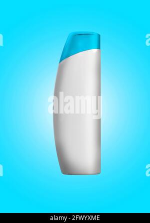 3D-Rendering - hochauflösendes Bild weiße Shampoo-Flasche Vorlage isoliert auf farbigem Hintergrund, hochwertige Details Stockfoto