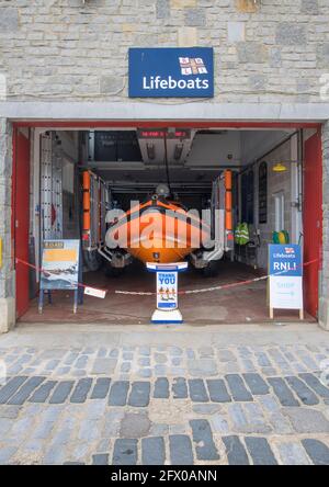 lyme regis Rettungsboot an der jurassic Küste von Dorset Stockfoto