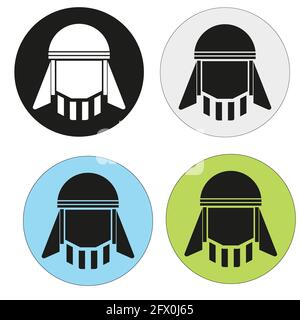 Bärtiger arabischer Mann in traditionellem muslimischen Hut. Avatar. Vektorsymbol Stock Vektor