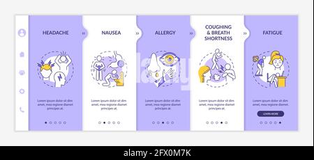 Vektorvorlage für Symptome der Luftverunreinigung bei der Aufnahme von Krankheiten Stock Vektor