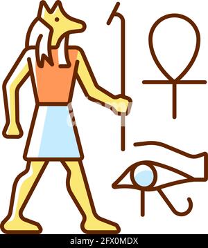 Ägyptische Wandzeichnungen RGB-Farbsymbol Stock Vektor