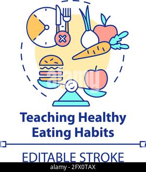 Symbol für das Konzept „gesunde Essgewohnheiten lehren“ Stock Vektor
