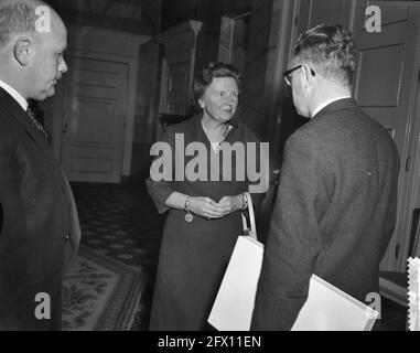 Königin Juliana empfängt Delegation vom Kongress der Konferenz International du Lin et du Chanvre, 6. November 1959, Konferenzen, Kongresse, Delegationen, Königin, Empfänge, Niederlande, Foto der Presseagentur des 20. Jahrhunderts, zu erinnerende Nachrichten, Dokumentation, historische Fotografie 1945-1990, visuelle Geschichten, Menschliche Geschichte des zwanzigsten Jahrhunderts, Momente in der Zeit festzuhalten Stockfoto