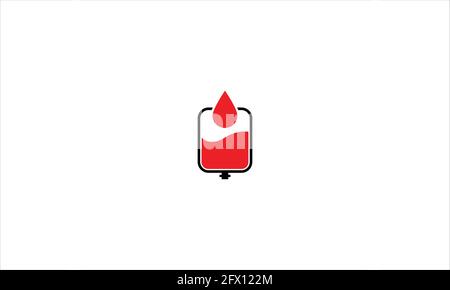 Abbildung des Vektorsymbols für Blutbeutel oder Logo des Vektorsymbols für Blutbeutel Stock Vektor