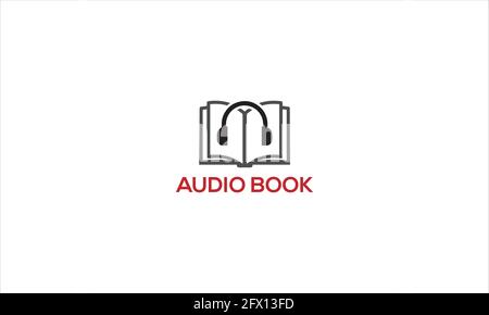 Kopfhörer mit Audiobooks Logo Illustration Vektor Symbol Design Symbol Stock Vektor