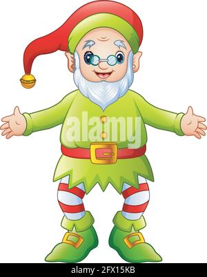 Cartoon glücklich weihnachten alt elf Stock Vektor