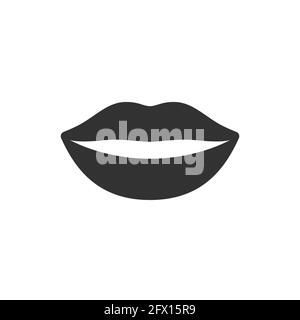 Weibliche hübsche Lippen schwarz Vektor-Symbol. Frauenlippen-Symbol. Stock Vektor