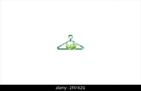 Eco Laundry Logo Design-Vorlage oder Blatt, Aufhänger, waschen. Eco-Konzept. Vektorgrafik Stock Vektor